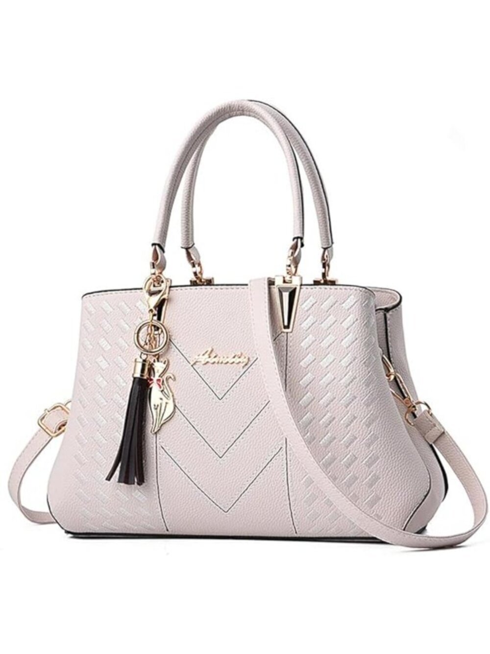 Women's 1-beige Shoulder Bag Ladies Satchel Messenger Tote Bag Purses